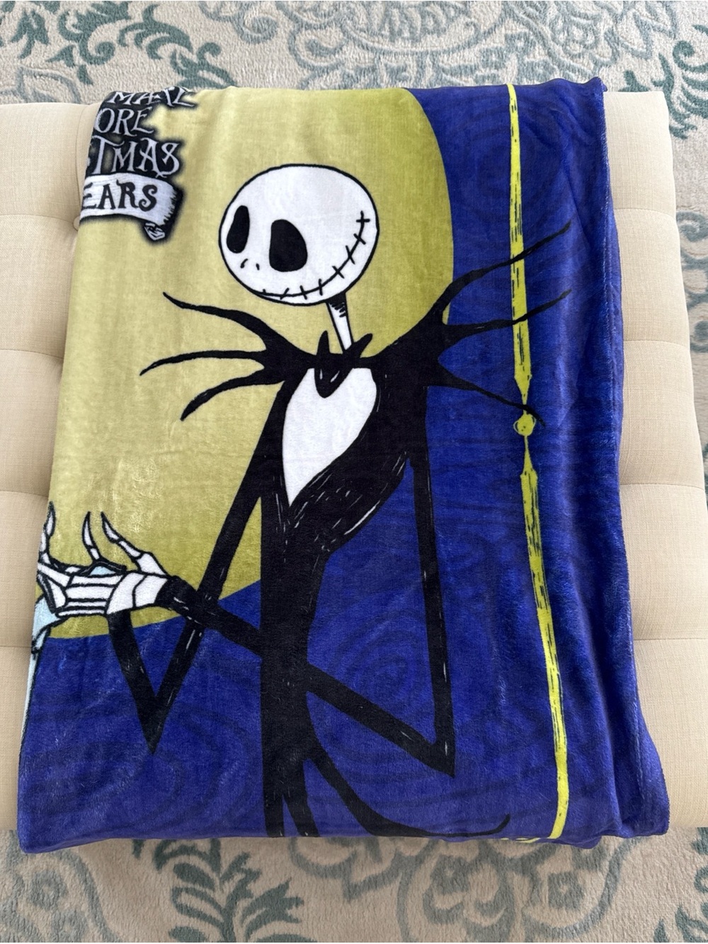 Nightmare Before Christmas Jack Skellington Plush Throw Blanket - Blue & Green